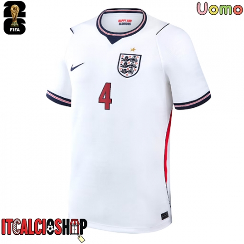 Inghilterra Declan Rice #4 Prima Maglia Mondiali 2026 Manica Corta